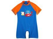 Sweet Soft Toddler Boys Swimwear Cute Pirate Crabby Print Rashguard Sunsuit Swimsuit Orange 2T