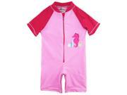 Sweet Soft Baby Girls Swimwear Seahorse Rashguard Sunsuit 1Pc Swimsuit Pink 18 Months