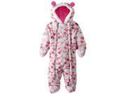 Pink Platinum Baby Girls Owl Microfleece Quilted Puffer Snow Pram Suit Bunting Snowsuit Pink 3 6 Months