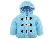 Wippette Little Boys Hooded Knit Lined Plush Fleece Puffer Toggle Winter Coat Blue 4T
