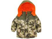 iXtreme Toddler Boys Modern Camo Army Print Puffer Winter Jacket Fleece Lined Coat Olive 4T
