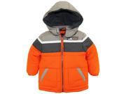 iXtreme Little Boys Toddler Cut and Sew Colorblock Puffer Winter Jacket Orange 2T