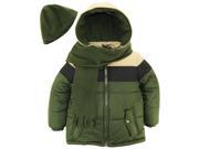 iXtreme Little Boys Colorblock Puffer Winter Jacket Scarf Hat Coat Set Forest 5
