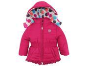 Pink Platinum Toddler Girls Colorful Big Polka Dots Fleece Lined Jacket Winter Hooded Puffer Coat Berry 2T