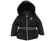 Pink Platinum Little Girls Silver Trim Strap Winter Puffer Jacket Black 2T