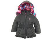 Pink Platinum Toddler Girls Colorful Big Polka Dots Fleece Lined Jacket Winter Hooded Puffer Coat Charcoal 2T