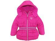Pink Platinum Little Girls Silver Trim Strap Winter Puffer Jacket Bright Pink 4T