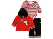 Duck Goose Baby Boys Wild Little Monkey Sherpa Jacket Bodysuit 3Pc Pant Set Red 6 9 Months