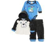 Duck Goose Baby Boys Polar Teddy Bear Sherpa Jacket Bodysuit 3Pc Pant Set Grey 0 3 Months