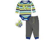 Duck Goose Baby Boys Dino with Stripes Bodysuit Sneakers 3Pc Pant Set Grey 0 3 Months