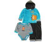 Duck Goose Baby Boys Cute Silly Monster Sherpa Jacket Bodysuit 3Pc Pant Set Blue 0 3 Months
