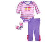 Duck Goose Baby Girls Cute Sweet Cupcakes Bodysuit Sneakers 3Pc Pant Set Purple 3 6 Months