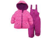 Pink Platinum Little Girls Snowsuit with Silver Starts Print Jacket and Ski Bib Pink 2T