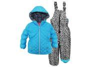 Pink Platinum Little Girls Animal Accents Snowsuit Puffer Jacket and Ski Bib Turquoise 4