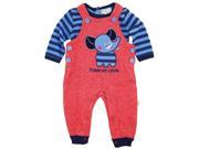 Duck Goose Baby Boys Elephant Tons Of Love Overall Pant with Long Sleeve Tee Blue 0 3 Months