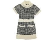 Dollhouse Little Girls Short Sleeve Turtleneck Cardigan Sweater with Belt White 4