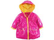 Wippette Baby Girls Waterproof Silod Front Zip Hooded Raincoat Jacket Strawberry 18 Months