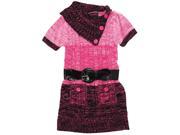Dollhouse Little Girls Short Sleeve Cardigan Sweater with Elastic Belt Pink 4