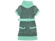 Dollhouse Little Girls Short Sleeve Turtleneck Cardigan Sweater with Belt Mint 4