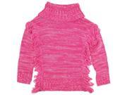 Dollhouse Little Girls Turtleneck Cardigan Sweater with Side Fringes Pink 5 6