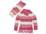 Dollhouse Little Girls Cardigan Sweater with Fringes and O ring Scarf Pink 5 6
