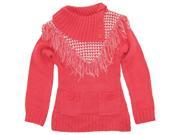 Dollhouse Little Girls Cardigan Sweater with Front Fringes and Pockets Coral 4