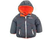Big Chill Toddler Boys Quilted Winter Puffer Jacket with Sherpa Hood Coat Gray 2T