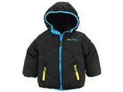 Big Chill Toddler Boys Quilted Winter Puffer Jacket with Sherpa Hood Coat Black 4T