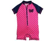 Wippette Baby Girls Butterfly with Polka Dots Swim Once Piece Rashguard Pink Glow 18 Months