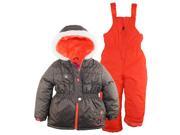 Rugged Bear Little Girls Water Resistant Floral Puffer Jacket Snowpants Snowsuit Ebony 4