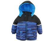 Ixtreme Little Boys Multicolor Square Hooded Winter Puffer Jacket Coat Blue 2T
