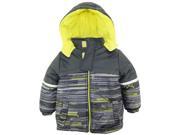 Ixtreme Little Boys Multicolor Square Hooded Winter Puffer Jacket Coat Charcoal 2T