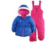 Rugged Bear Little Girls Two Piece Snowsuit and Jacket Set with Flower Detail Navy 2T