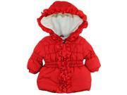 Pink Platinum Baby Girls Newborn Ruffle Hooded Winter Puffer Jacket Coat Red 3 6 Months