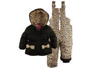 Pink Platinum Toddler Girls Snowsuit Winter Puffer Jacket Animal Accents Ski Bib Black 4T