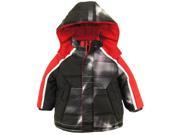 Ixtreme Little Boys Plaid Source Hooded Fleece Lined Winter Puffer Jacket Black 3T