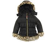 Pink Platinum Little Girls Cheetah Long Puffer Winter Jacket Black 4
