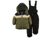 iXtreme Little Boys Colorblock 2 Piece Snowsuit Puffer Jacket Ski Bib Pant Olive 4T