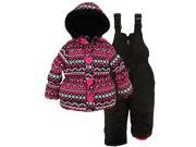 Pink Platinum Little Girls Snowsuit Fair Isle Puffer Jacket Solid Snow Ski Bib Black 4