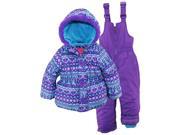 Pink Platinum Little Girls Snowsuit Fair Isle Jacket with Solid Snow Ski Bib Purple 4T