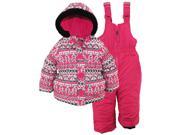 Pink Platinum Little Girls Snowsuit Fair Isle Jacket with Solid Snow Ski Bib White 4T