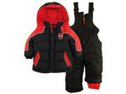 Ixtreme Baby Boys Down Alternative Bubble Snowsuit Jacket and Ski Bib Set Black 12 Months