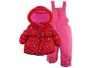 Pink Platinum Baby Girls Floral Snowboard Puffer Jacket and Snowpants Snowsuit Red 18 Months