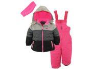 Pink Platinum Little Girls Heavy Down Alternative Skiing Snowsuit Jacket and Bib Grey 2T