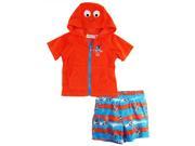 Wippette Little Boys Toddler Pirat Octopus Coverup Swim Trunk Set Orange 2T