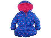 Pink Platinum Toddler Girls Fleece Lined Polka Dot Hooded Puffer Winter Jacket Coat Blue 3T