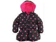 Pink Platinum Toddler Girls Fleece Lined Polka Dot Hooded Puffer Winter Jacket Coat Black 2T