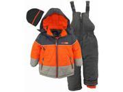 Ixtreme Little Boys Colorblock Heavy Skiing Snowsuit Jacket Bib Bonus Hat Orange 4T
