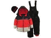 Ixtreme Little Boys Colorblock Heavy Skiing Snowsuit Jacket Bib Bonus Hat Black 2T