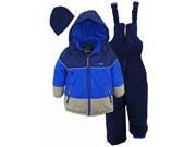 Ixtreme Little Boys Colorblock Heavy Skiing Snowsuit Jacket Bib Bonus Hat Navy 4T